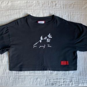 chnge “give yourself time” black crop top